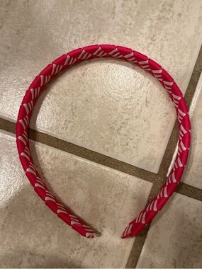 Braided Pink and White Fabric Headband